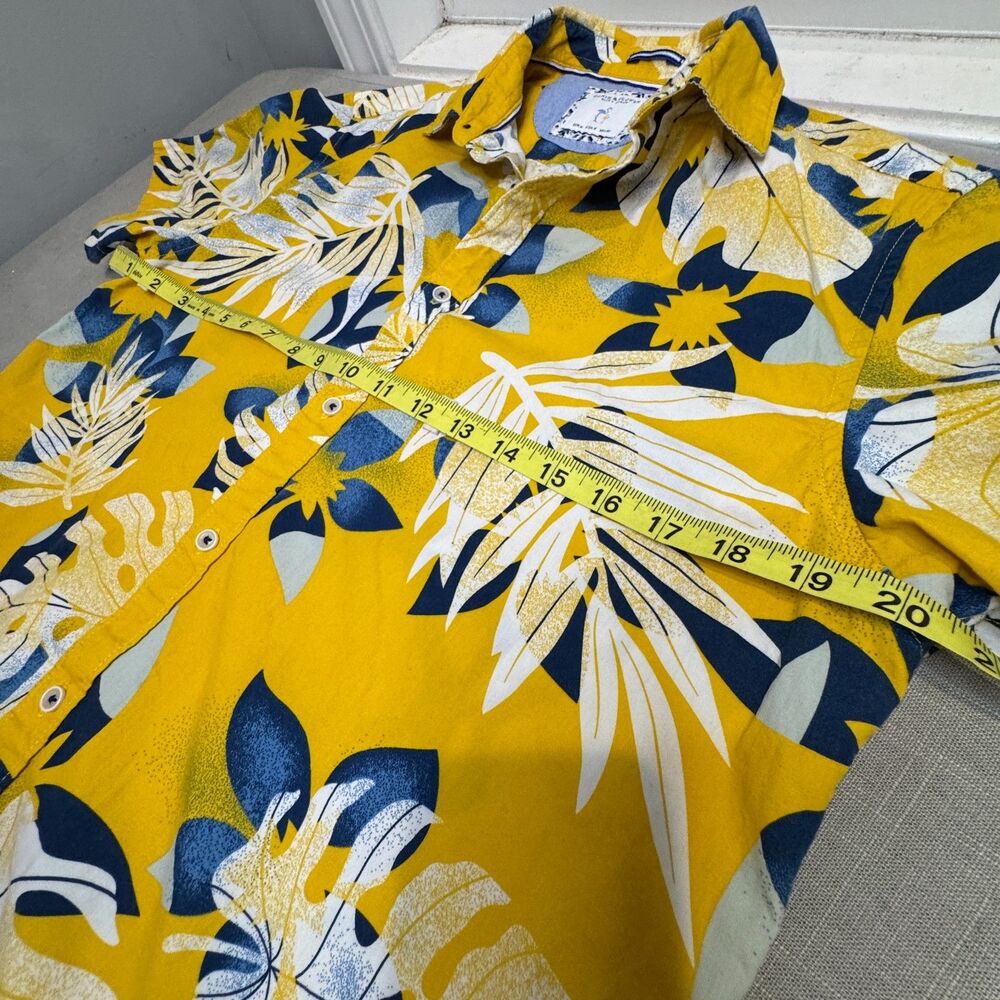 Denim & Flower Hawaiian Shirt Mens M Yellow Blue Floral Tropical - Picture 5 of 7